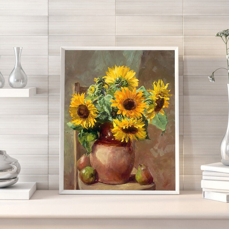 Sunflower Oil Paint By Numbers DIY Handpainted on Canvas Wall Art Picture Crafts