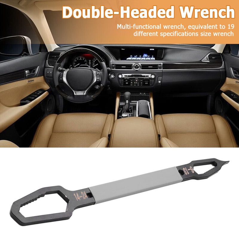 6-24mm Double-Head Wrench Multifunctional Self-Tightening Spanner (Black)