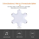 3.5mm Earphone Headphone Audio Splitter 1 Male to 5 Female Adapter (White) Newly