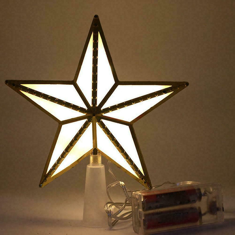 LED Snowflake Five-pointed Star Lamp Xmas Light Christmas Tree Party Topper U7D1