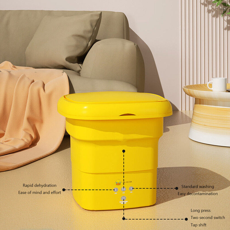 #A Small Yellow Duck Automatic Washing Machine Portable for Intimate Clothes Soc