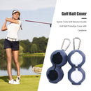 Sports Silicone Double Golf Ball Protective Cover with Carabiner (Blue) Newly