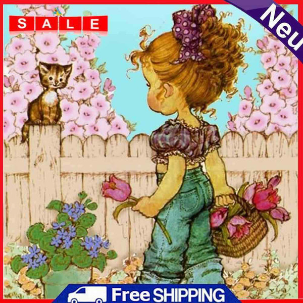 Kids Girl 5D DIY Full Drill Round Diamond Painting Rhinestone Mosaic Picture Set