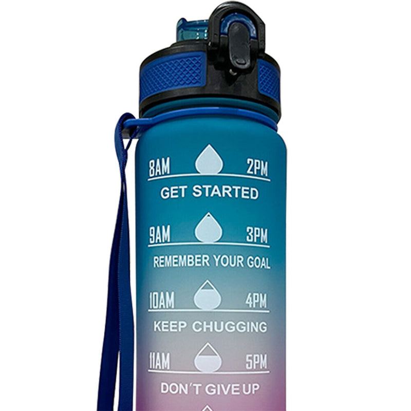 1L Sports Water Bottle with Marker Large Capacity Fitness Drink Cups (C) Newly