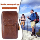 10pcs Men Cowhide Leather Phone Bag Solid Color Three-layer Holder