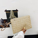 Fashion Women Bohemian Woven Clutch Wristlet Bag Summer Beach Handbags Purse