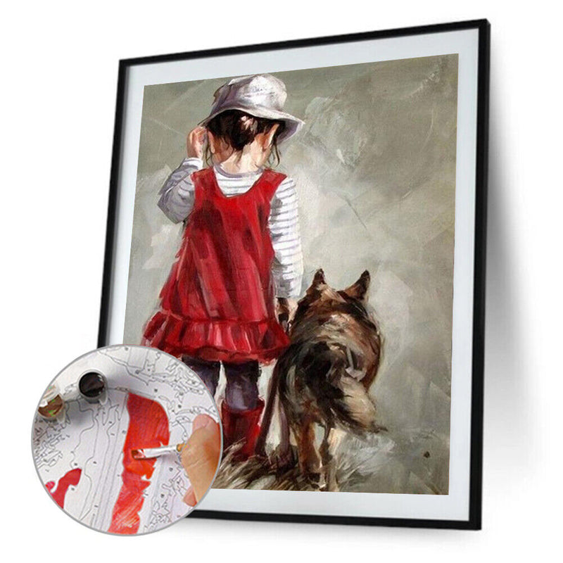 Red Skirt Girl Paint By Numbers Kit DIY Frameless Picture On Canvas (S442)