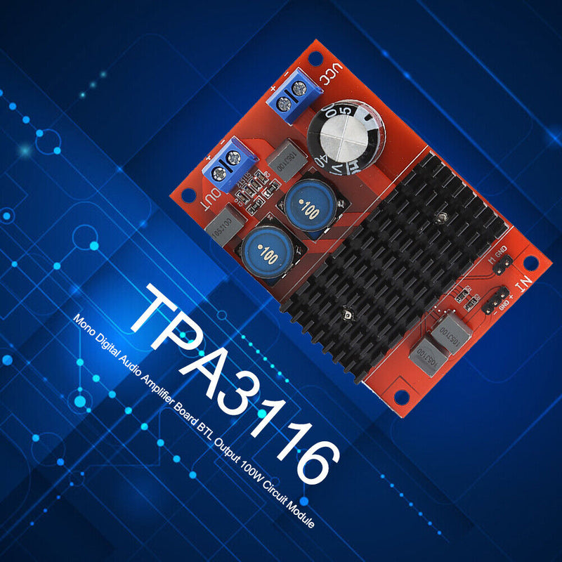 TPA3116 Mono Digital Power Audio Amplifier Board Module BTL Output 100W DIY Kit