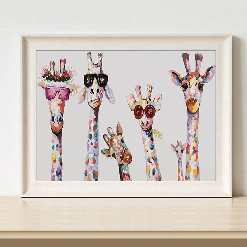 Digital Oil Painting By Numbers Kits Animal DIY Hanger Decor Canvas Wall Art Set