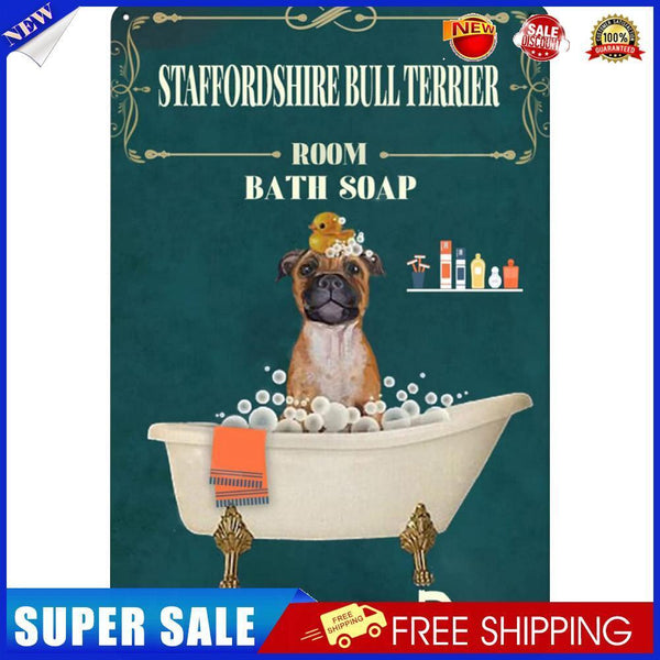 Bathing Dog Retro Metal Plate Tin Sign Plaque Poster for Bar Club Cafe Home