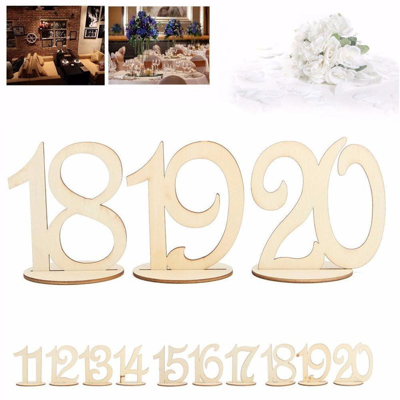 10pcs Wooden Wedding Table Number Cards Ornament Craft (Eleven to Twenty)
