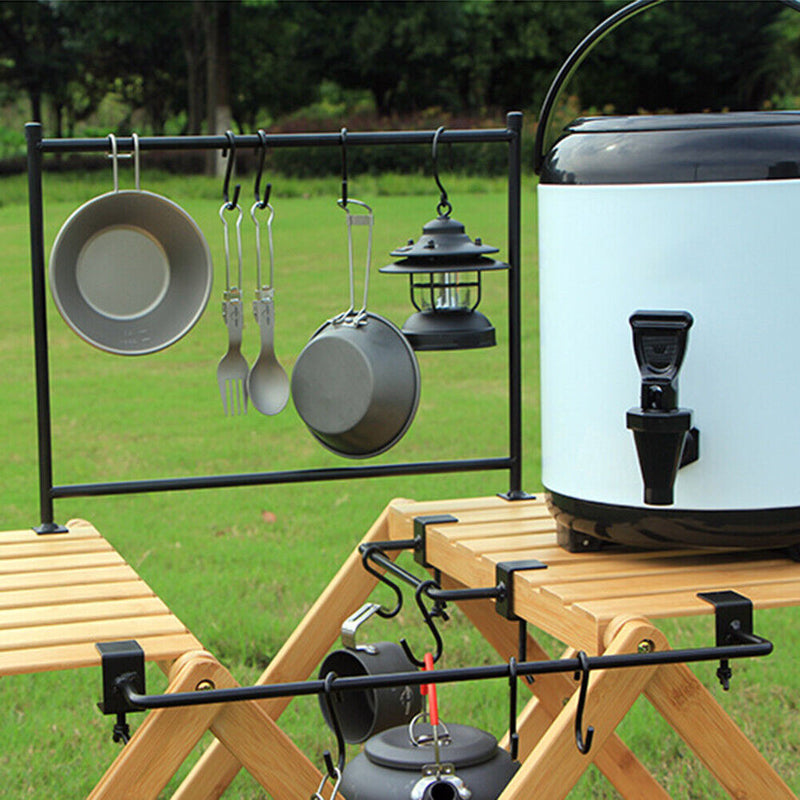 Outdoor Table Hanging Rod Portable Camping Picnic Kitchen Tableware Storage Rack
