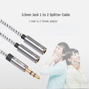 Headphone Splitter Audio Cable 3.5mm Male to 2 Female Adapter Cable (Grey)