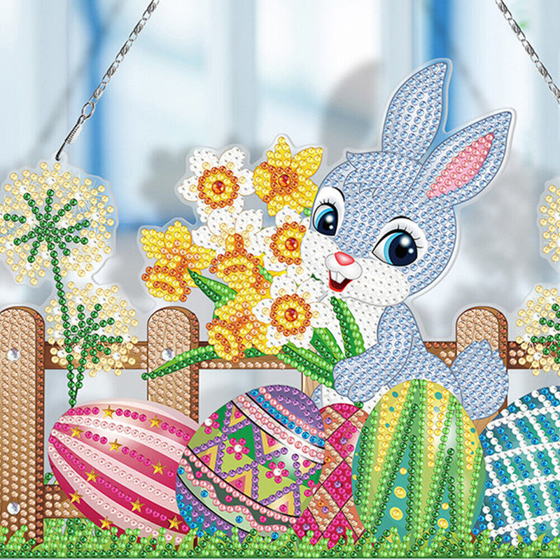 Easter Rabbit Egg Ornament DIY Diamond Crystal Hanging Pendant (YH302) Newly