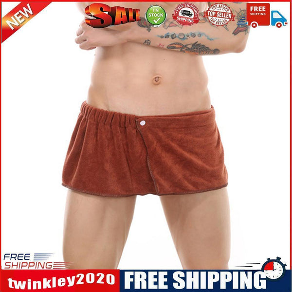 Microfiber Soft Wearable Bath Towel Short Pants Beach Gym Shorts (Coffee)