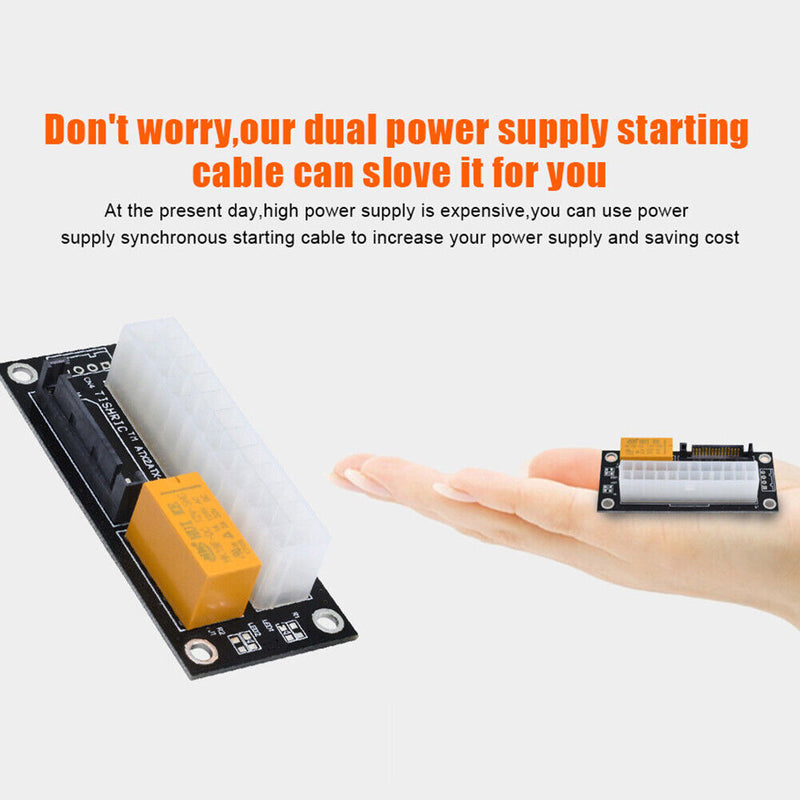 5pcs Add2psu ATX 24Pin to SATA Dual PSU Power Supply Sync Adapter (Black)