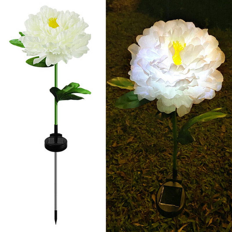#A Solar Peony Flower Light Waterproof Lawn Landscape Lamps Garden Decoration