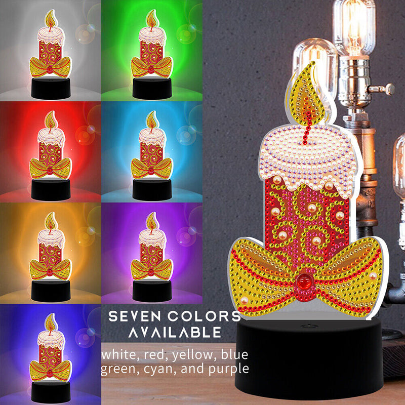DIY Special Shape Drill Diamond Painting LED Christmas Lamp for Kids Gift Candle