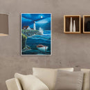 5D DIY Diamond Painting Full Round Drill Seaside Lighthouse Wall Decor Crafts