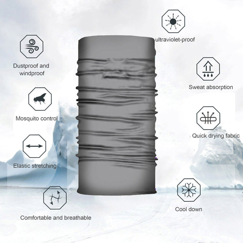 Cycling Camping Tube Scarf Outdoor Gaiter Bandana Headband (Light Grey) Newly