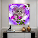 DIY Rose Cat Full Drill Round Diamond Painting Mosaic Picture for Bead Art
