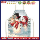 Christmas Snowman Linen Apron Durable Washable Neck Apron Kitchen Accessories