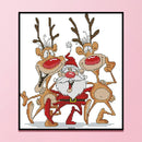 Partial Cross Stitch 14CT Santa and Reindeer Counted DIY Xmas Embroidery Newly
