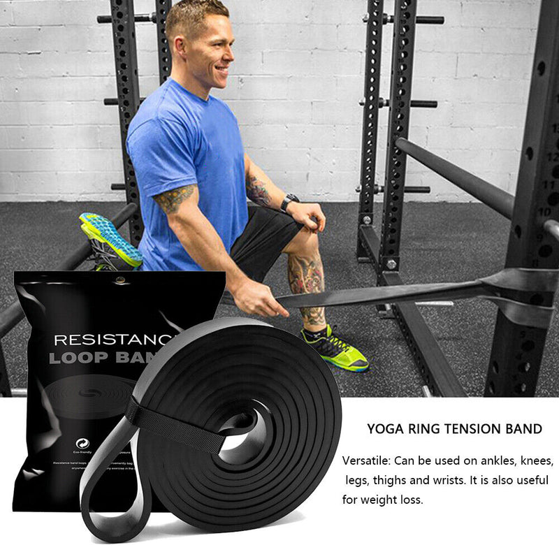 Elastic Resistance Band Exercise Gym Fitness Strength Belt (Black 22mm) Newly