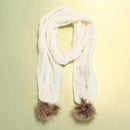 2015 Winter Warm Knitted Hat Set Women Thicken Faux Fur Hat Scarf White