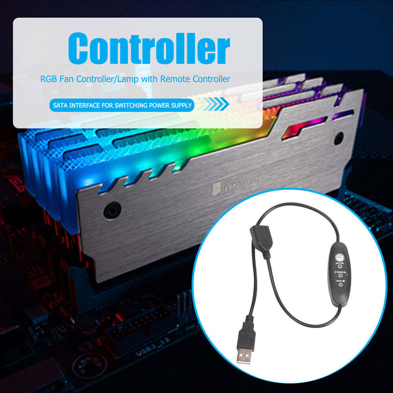 USB 5V Voltage Temperature Controller RGB Fan/Lamp with Remote Controller