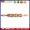 Christmas Gift Pattern Wooden Rolling Pin Dough Engraved Roller DIY Supplie