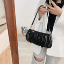 Fashion Ladies Party Wristlet Underarm Bag Cloud Pleated Handbag PU Leather Tote