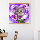 DIY Rose Cat Full Drill Round Diamond Painting Mosaic Picture for Bead Art