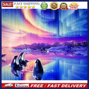 Whale in Aurora Oil Paint By Numbers Kits Canvas Picture Wall Art DIY Craft Gift