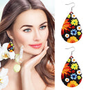 Women Retro Daisy Tear Drop Earrings PU Leather Earrings Holiday Jewelry Newly