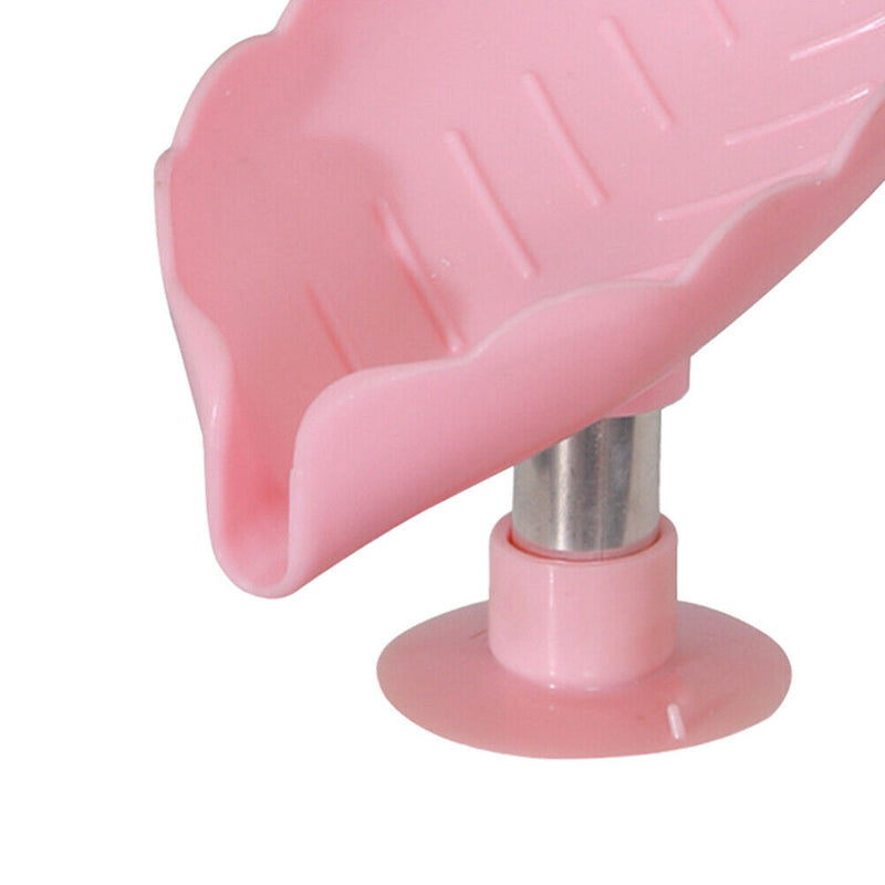 Leaf Shaped Soap Drain Holder Punch-Free Toilet Laundry Tray Gadgets (Pink)