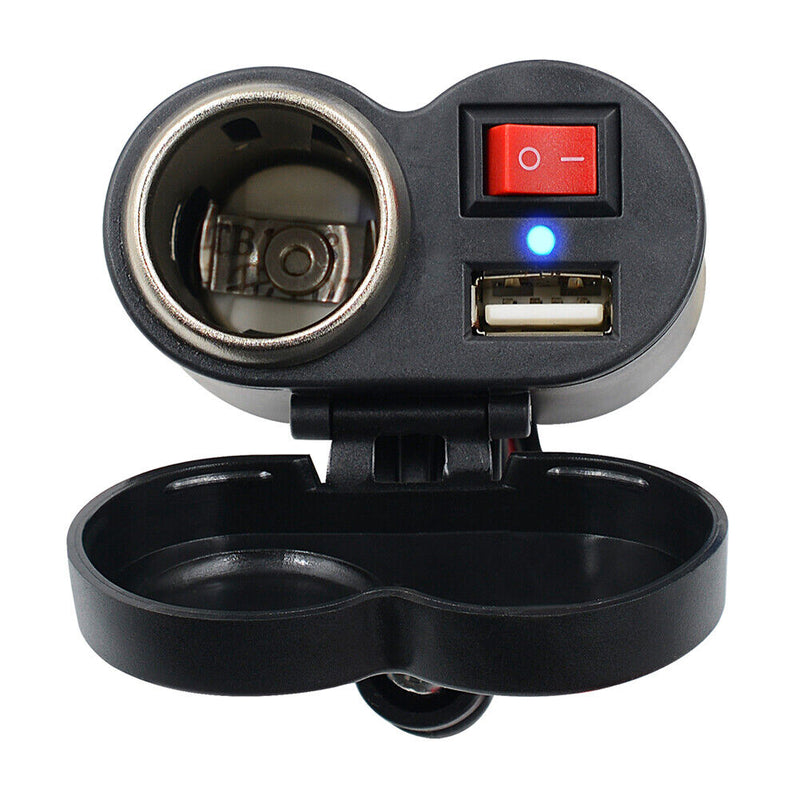 CS-313G1 Waterproof Motorcycle 2A USB Charger Adapter 12V DC Outlet with Switch