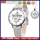 2pcs/set Girl Pendant Necklace Leather Band Watches Analog Women Quartz Watch