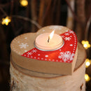 Christmas Love Heart Candlestick Wooden Candle Holder Desktop Decoration