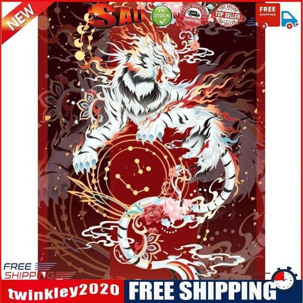 Full Cross Stitch 11CT Mythical Beast White Tiger Stamped Embroidery (2)