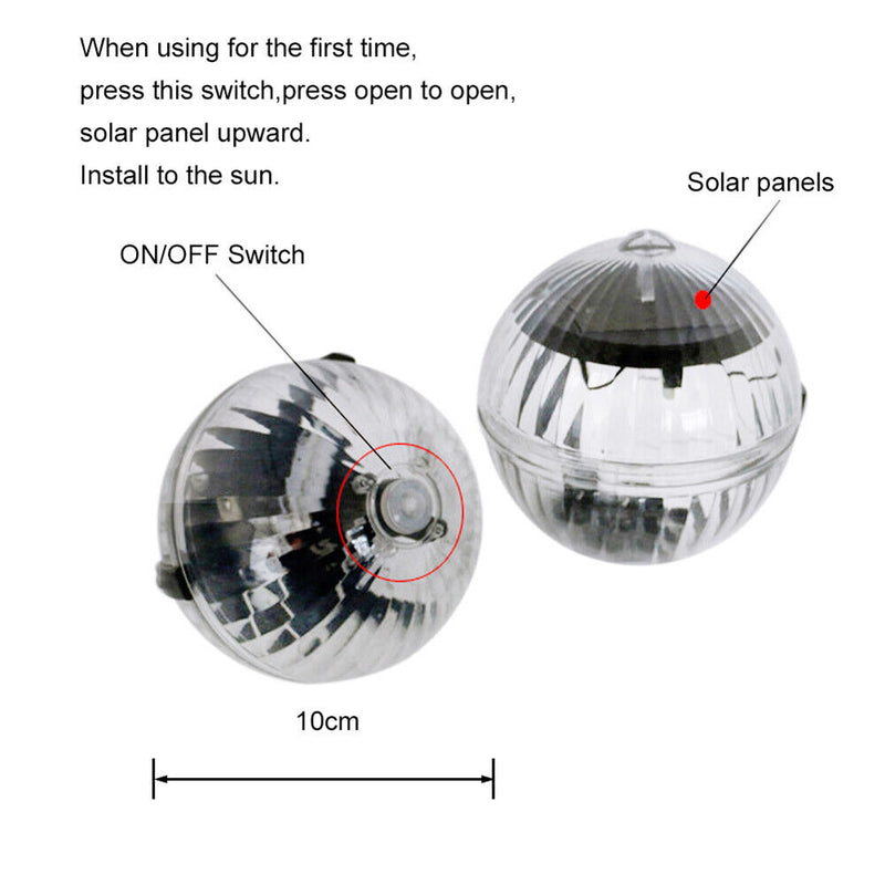 LED Solar Floating Light Waterproof Pond Colorful Ball Lamp Summer Party Deco