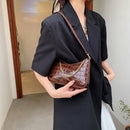 Retro Women Alligator Pattern Shoulder Bag Ladies Pure Color Chain Hobos Handbag