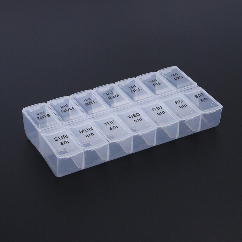 Braille Medicine Organizer Portable 14 Dividers Table Dispenser Big Compartme