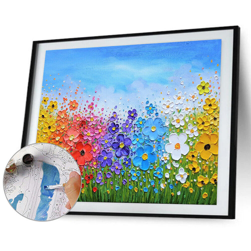 Frameless Oil Paint By Numbers DIY Flower Picture Craft for Home Living Room