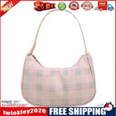 Fashion Women Plaid Print Underarm Bag Casual Small Hobos Handbags (Pink)