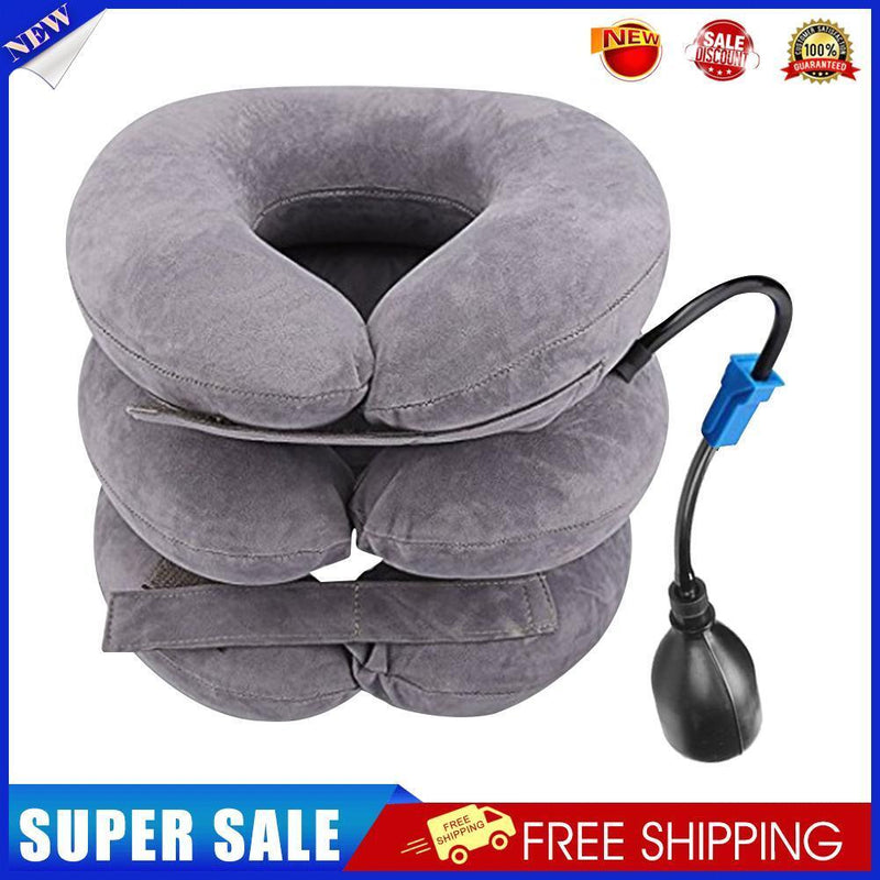 Inflatable Neck Stretcher Support Air Cervical Traction Pillow (Light Grey)