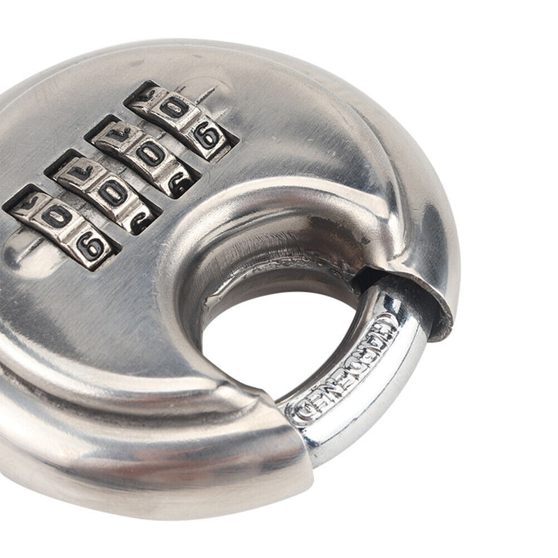 4 Digit Combination Discus Lock Keyless Stainless Steel Disc Padlock 70mm Newly