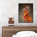 Hand Painted on Canvas DIY Maple Leaf Girl Oil Paint By Numbers Drawing Kit
