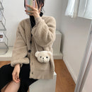 Fashion Plush Shoulder Handbag Cute Bear Shaped Kids Girls Mini Top-handle Purse
