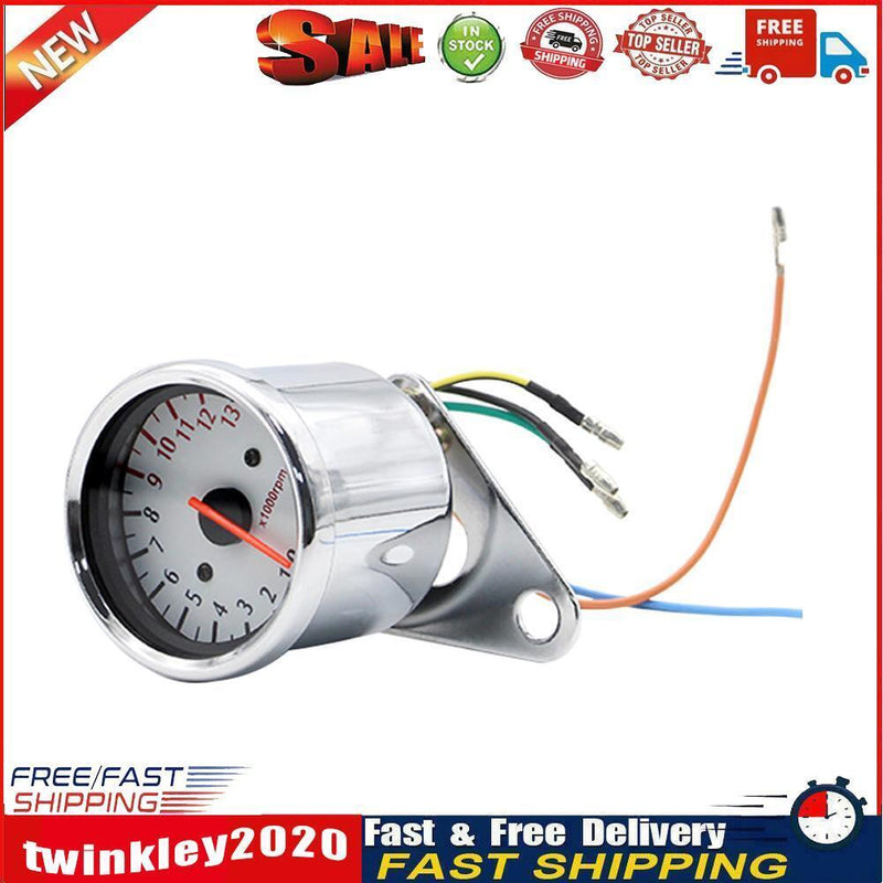 Retro Motorcycle Tachometer 0-13000 Tach RPM Gauge Rev Counter Universal Newly